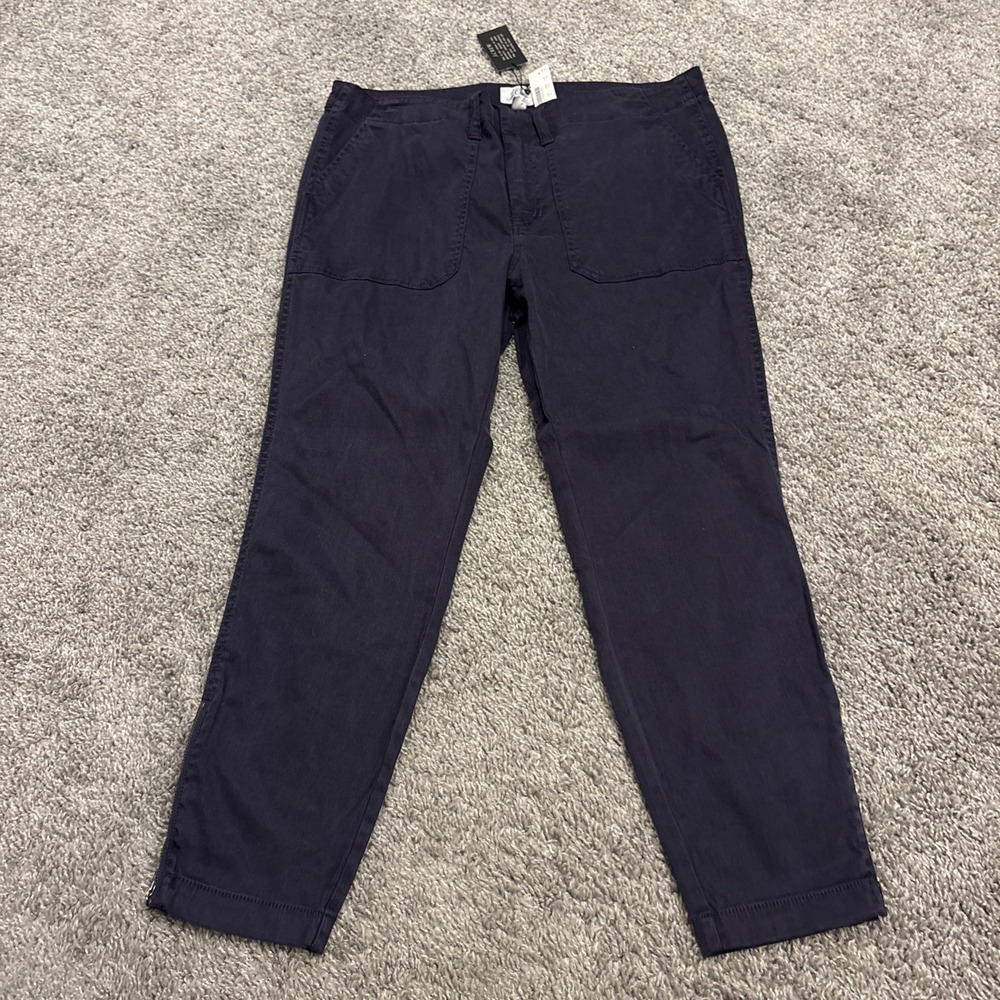 NEW J.crew Women Pants 32P Blue Chino F9641 Inseam Ankle zip Boyfriend NWT